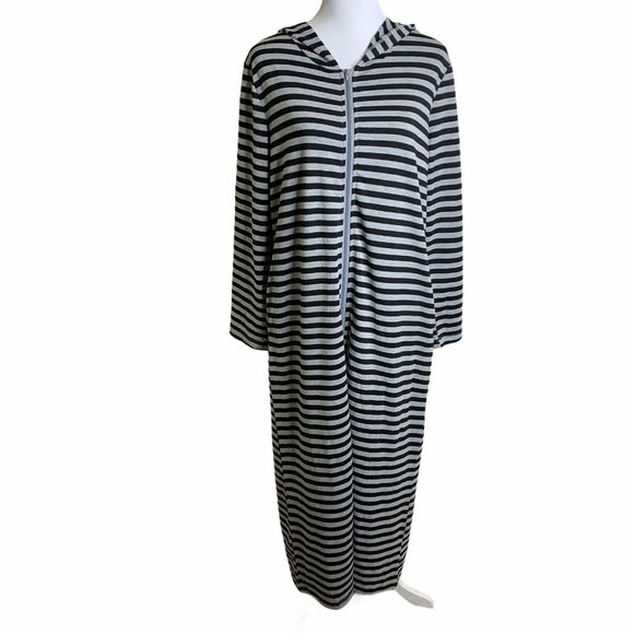 Zexxxy Striped Hooded  Zip Up Terry Maxi Dress - Picture 12 of 12